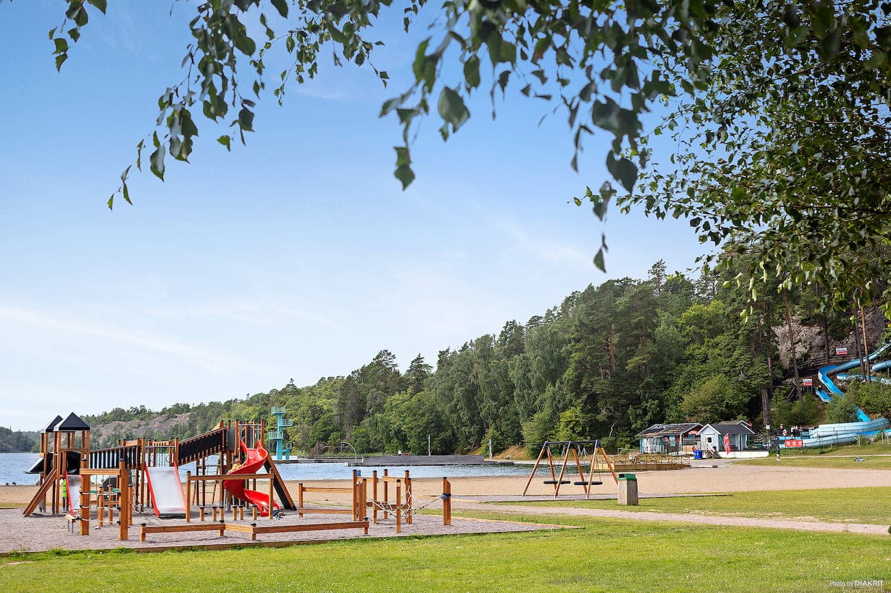 Camping i Nynäshamn ved Nickstabadets strand på First Camp