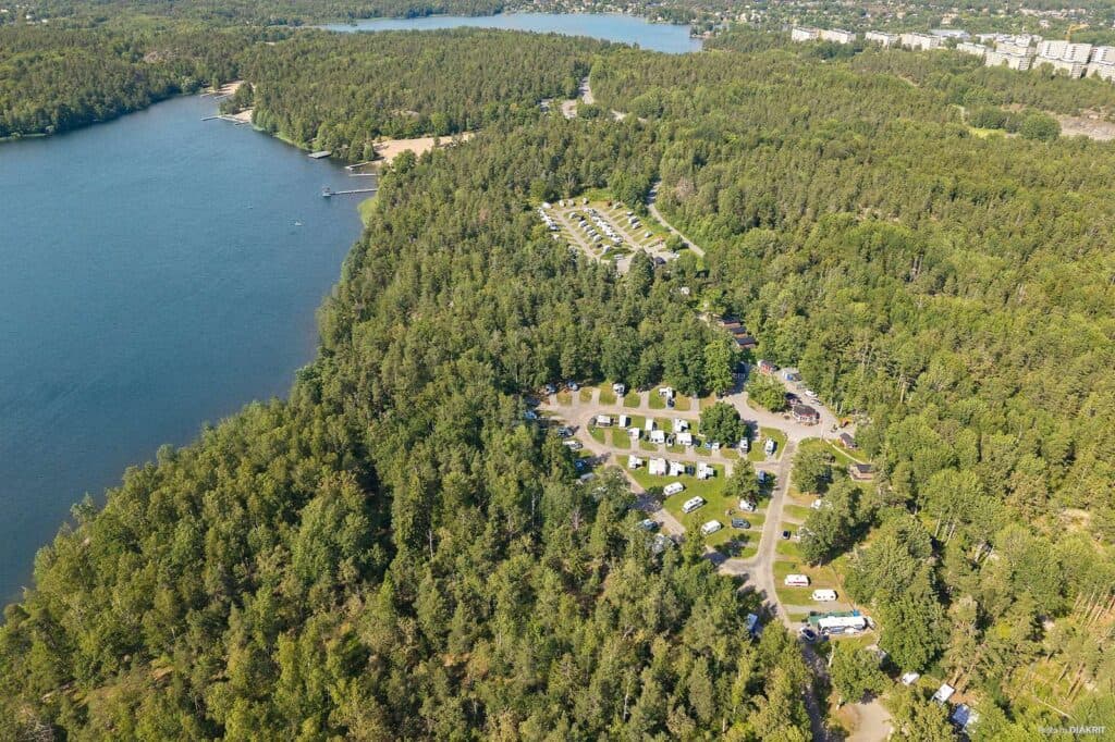 City Stockholm drönarbild över campingen