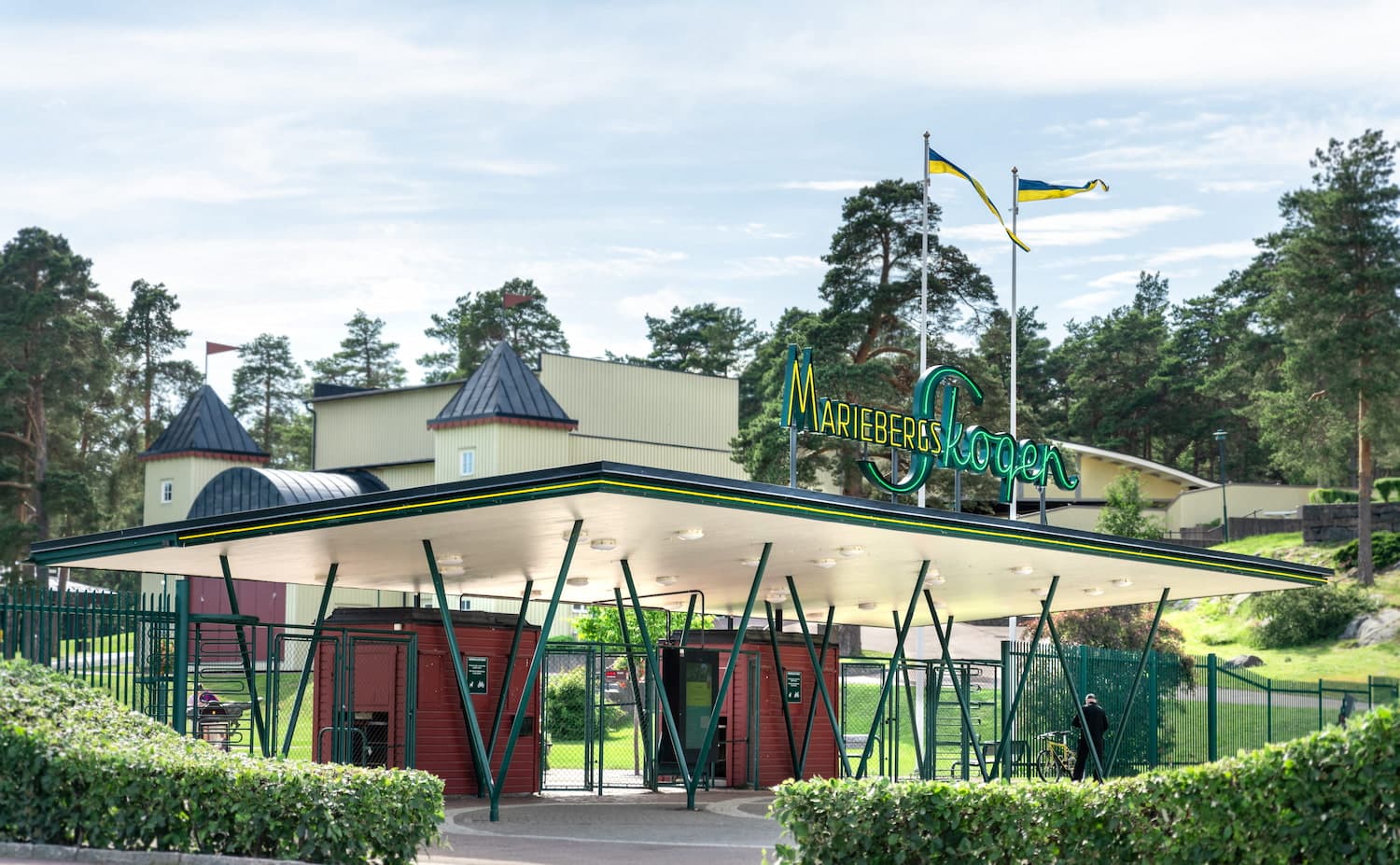 Mariebergsskogens entre i Karlstad i närheten av First Camp Skutberget.